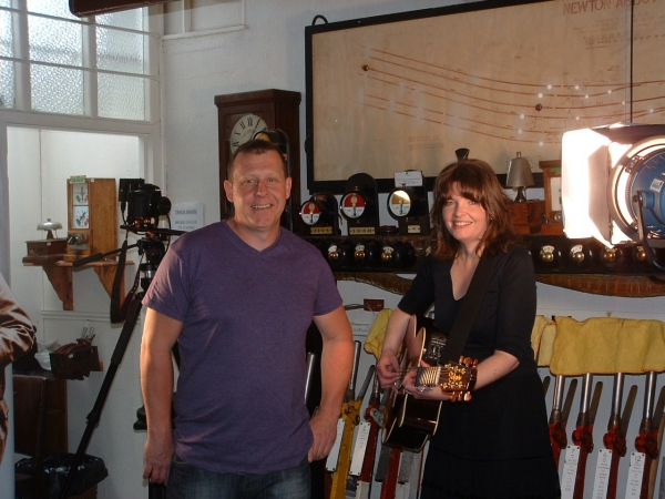 Nicky Swann singer songwriter being filmed in Newton Abbot Museum for her new album inspired by events and characters from the past!