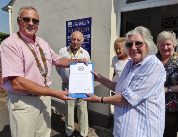 Rotary Club of Dawlish present cheque and award
