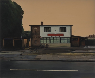 George Shaw 
Christmas Eve Revisited, 2019-2021 
Humbrol enamel on board 
43 x 53 cm 
Private Collection, London / Courtesy: Anthony Wilkinson Gallery, London / Copyright The Artist